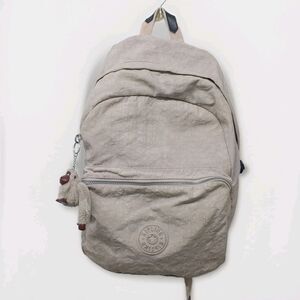STAINED - Kipling Seoul Backpack Gray Beige MONKEY Chain Sven - Large 17" Laptop